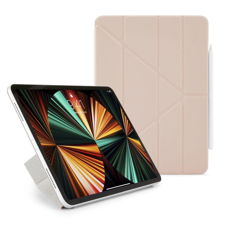 iPad Pro 12.9 2021 origami folio dusty pink hero